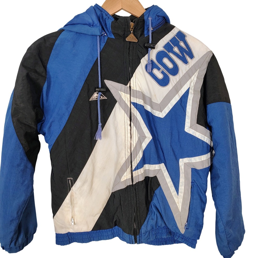 Vintage Apex One Dallas Cowboys NFL Pro‎ Line Kids Puffer Jacket Blue Black L/G